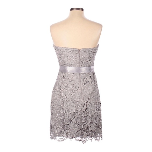 Adrianna Papell Evening Lace Gray Strapless Mini Dress Size 10 - Picture 2 of 10